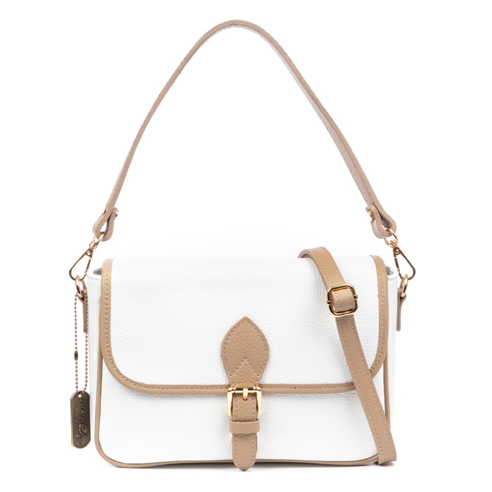 Barbianello bolso bandolera mujer. Piel auténtica Dollaro bitono.