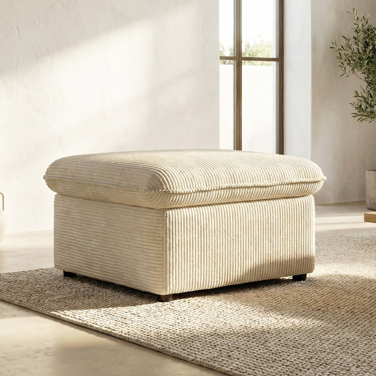 Pouf coffre de rangement en velours côtelé - BAYA