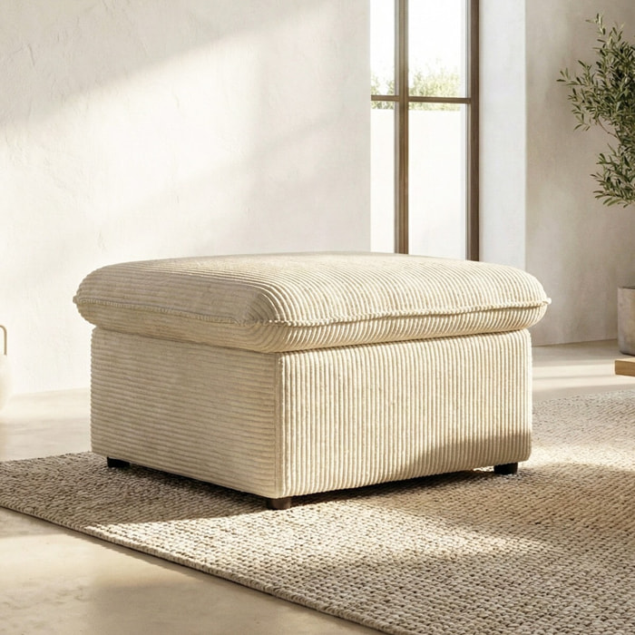 Pouf coffre de rangement en velours côtelé - BAYA