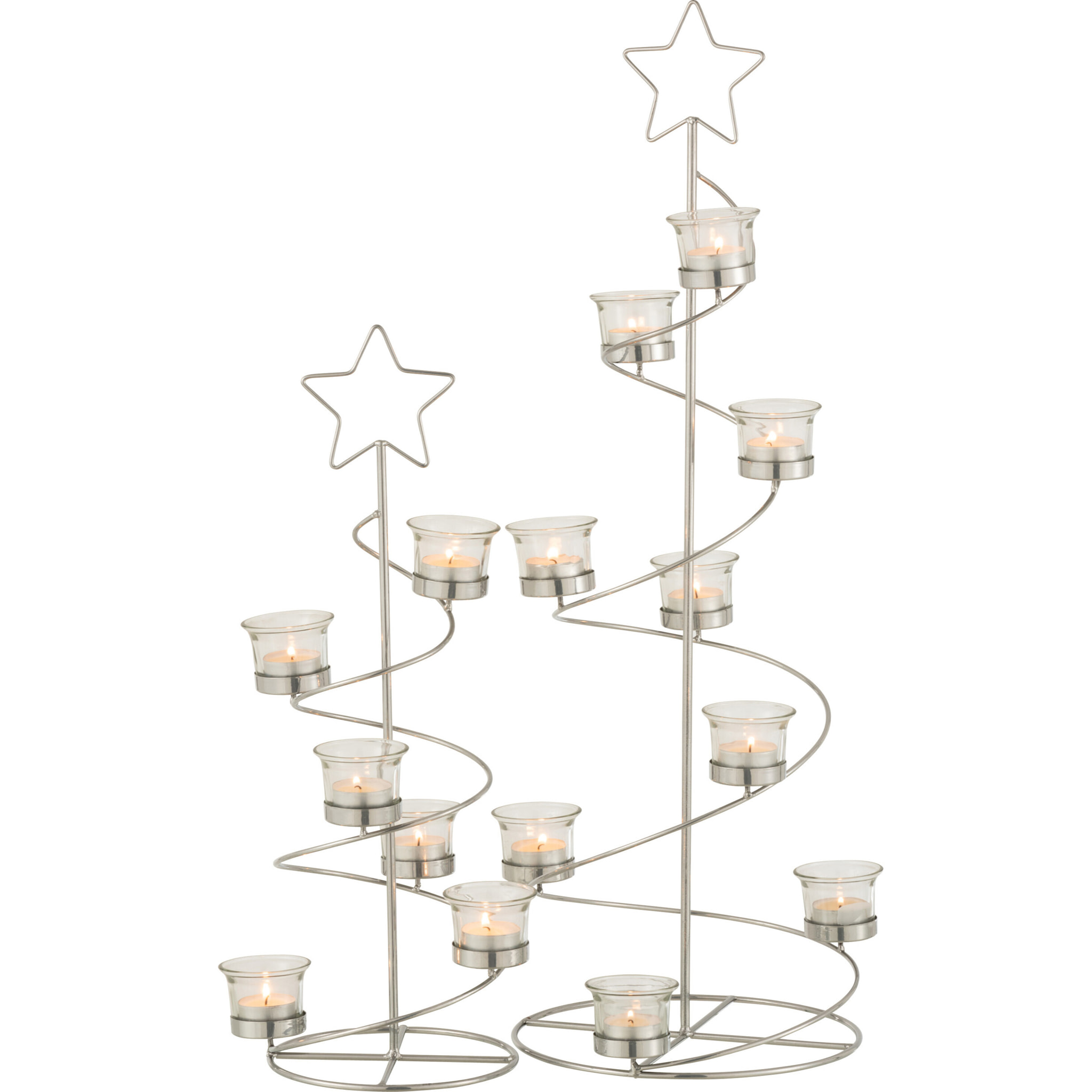 J-Line Photophore Arbre Spirale Metal/Verre Argent Large