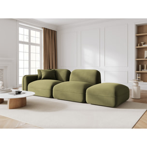 Canapé modulable droit "Lucien" 3 places en velours vert clair