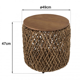 ALIDA - Table d'appoint ronde 50x50cm en tissage de fibre de cocotier