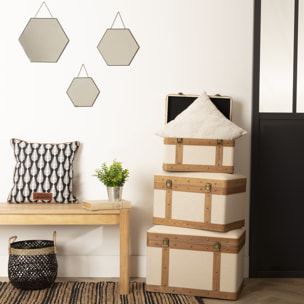 Set de 3 malles "Norah" beige L39/44/51cm