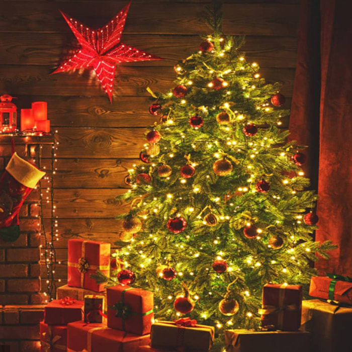 luces de navidad de 1250 luces led blanco extra cálido con cable de 25 metros y temporizador