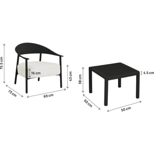 Salon de jardin en métal et plastique "Céora" - 2 places - Noir