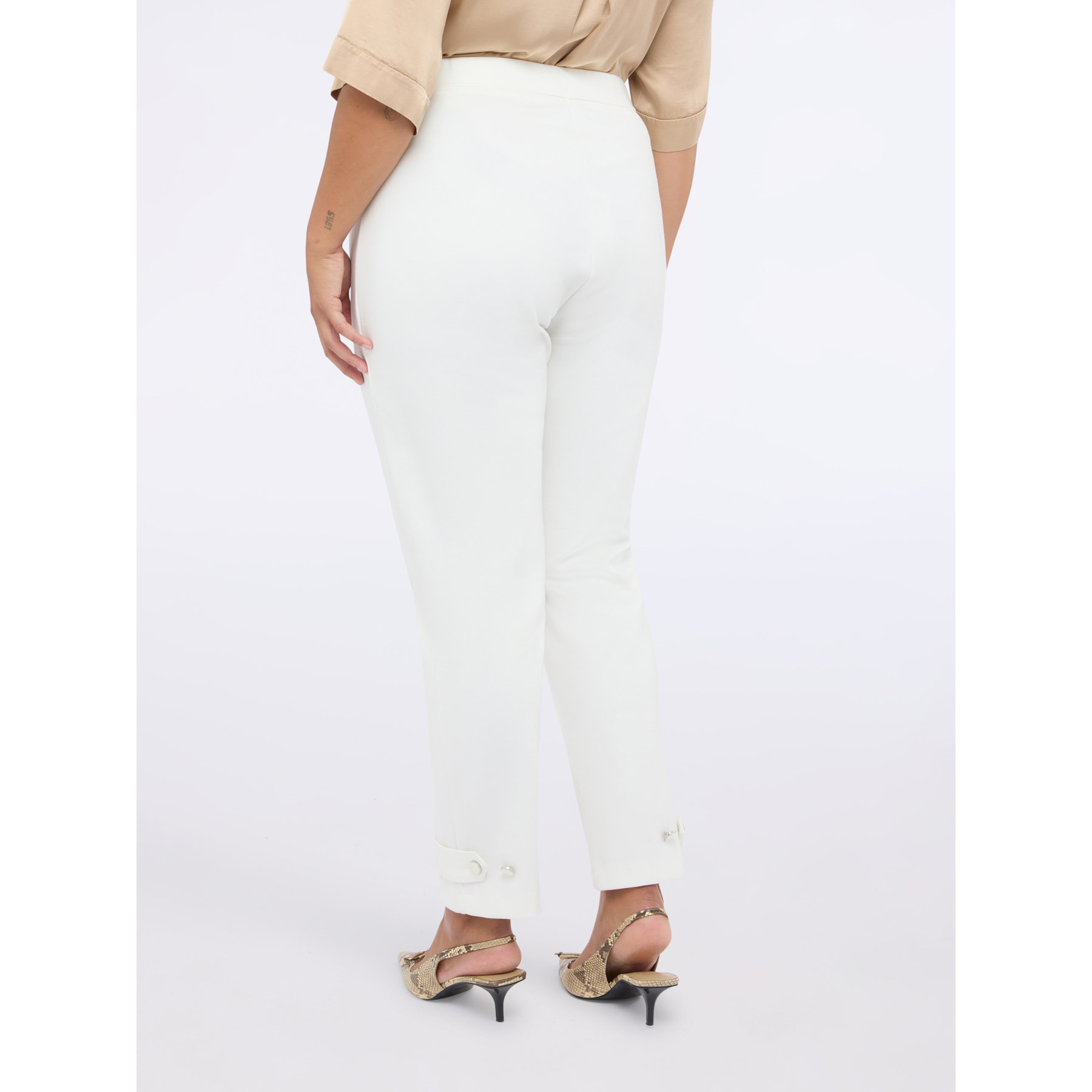 Fiorella Rubino - Pantaloni Carrot Fit in Punto Milano - Bianco