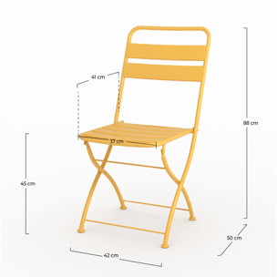 Lot de 2 chaises de jardin en métal jaune beurre, pliantes - Yumi