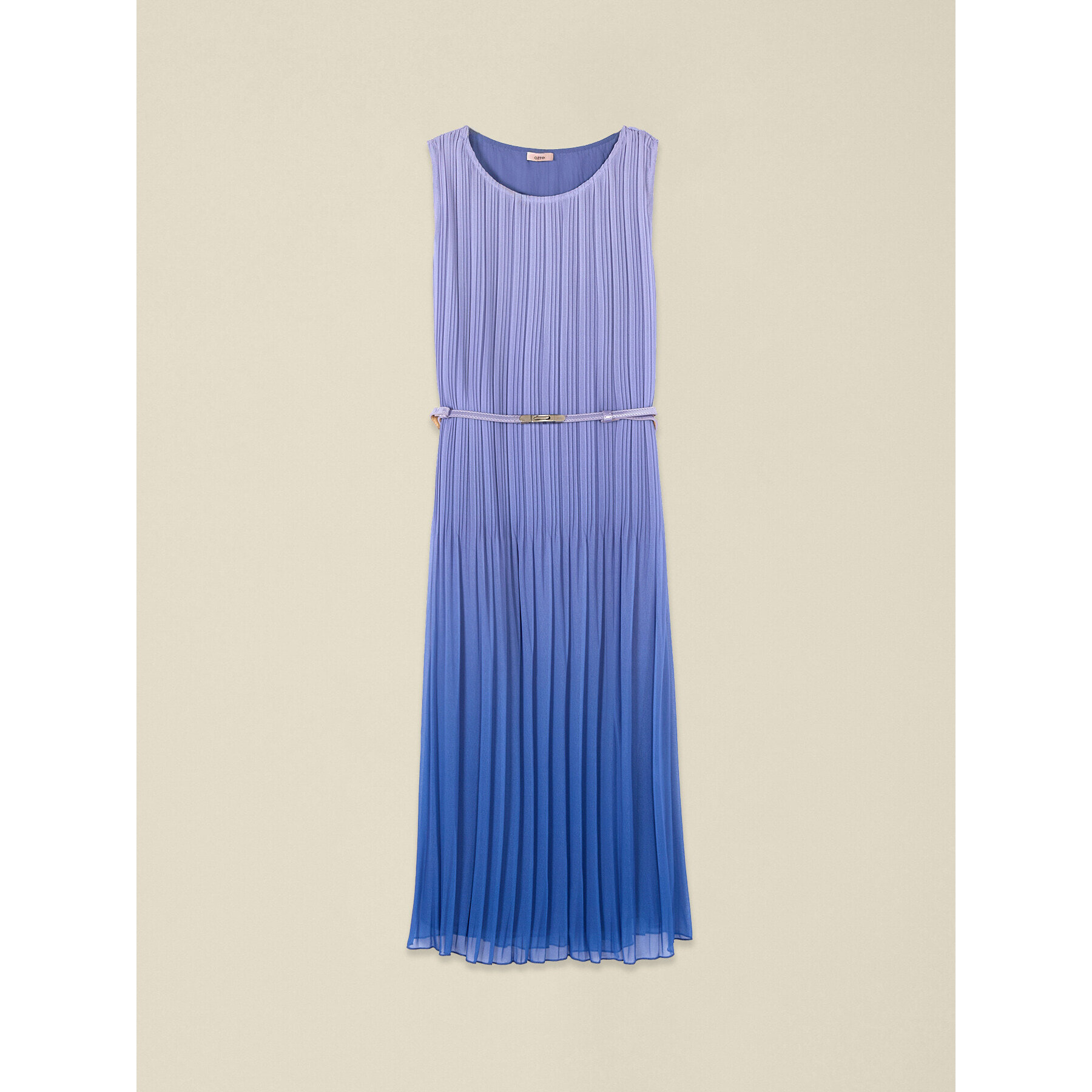 Oltre - Vestido plisado midi con cinturón - Violeta