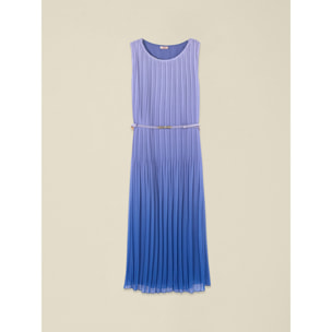Oltre - Vestido plisado midi con cinturón - Violeta