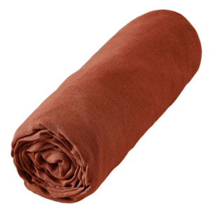 Drap housse "Soline" Lin lavé - Couleur: Soline Paprika