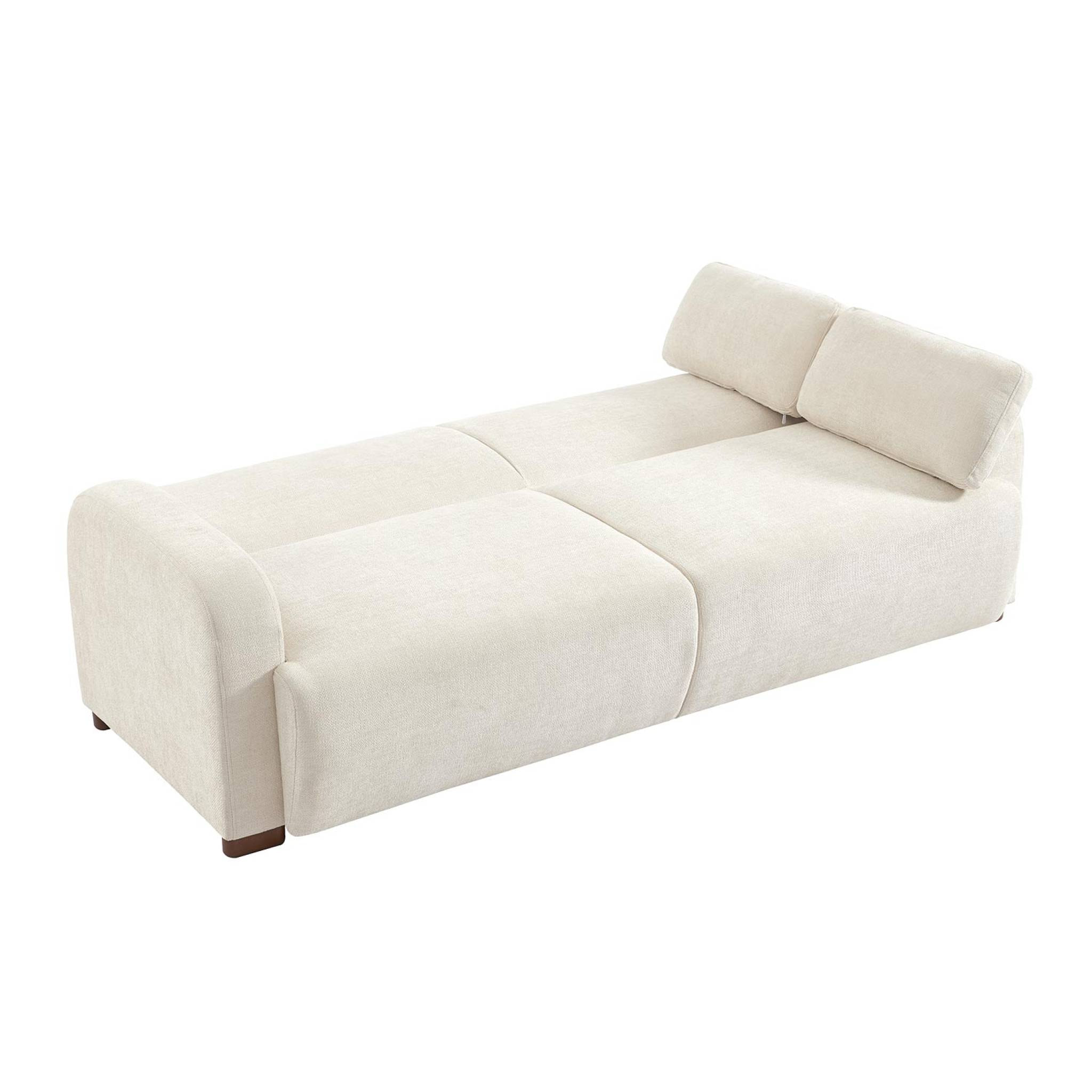 Canapé convertible 3 places tissu blanc cassé L 211 x P 92 x 85cm  - Dany