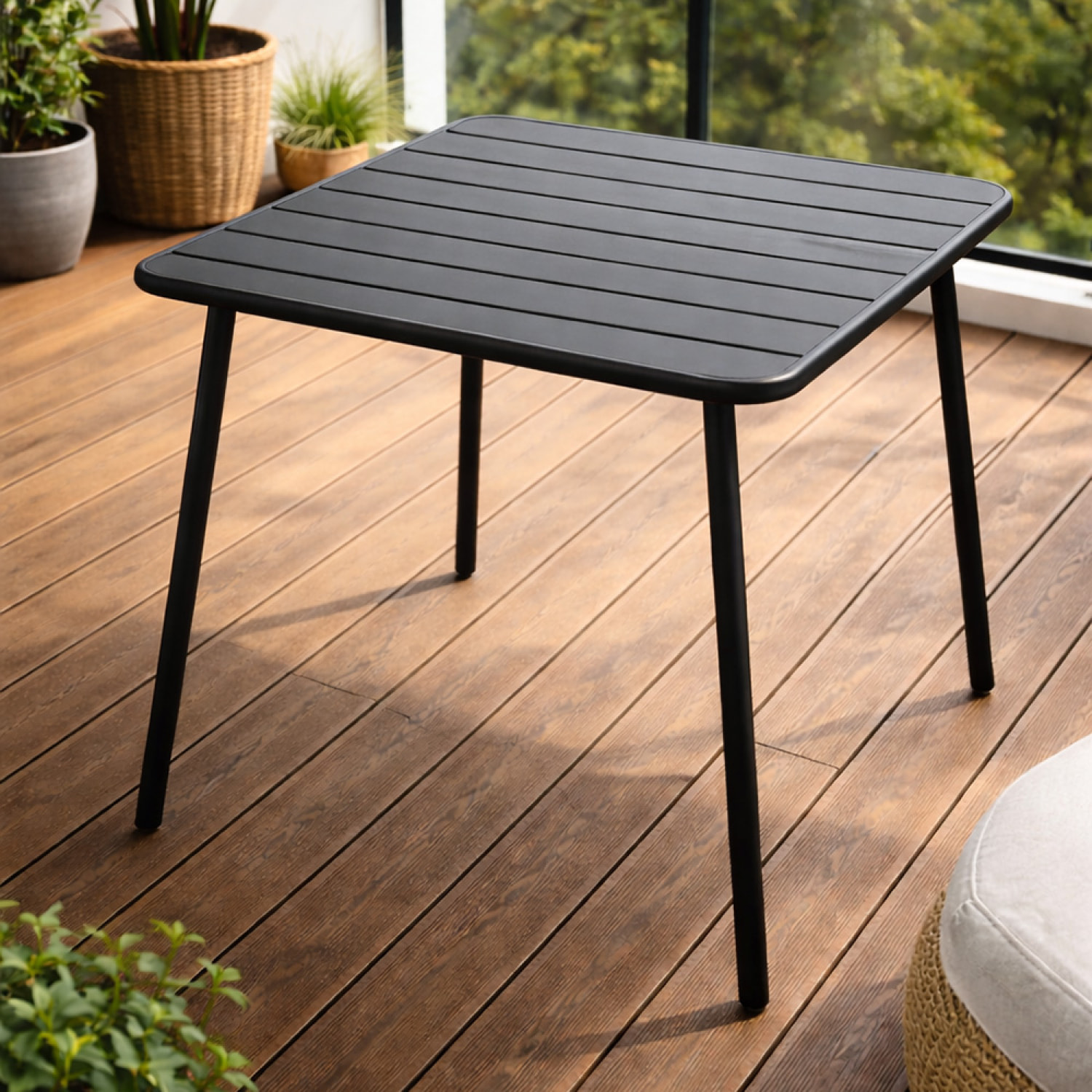 EVORA Table carrée 4 places 70x70cm gris foncé