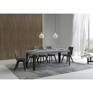 Mesa extensible 90x140/244 cm Flame Premium Cemento estructura Antracita