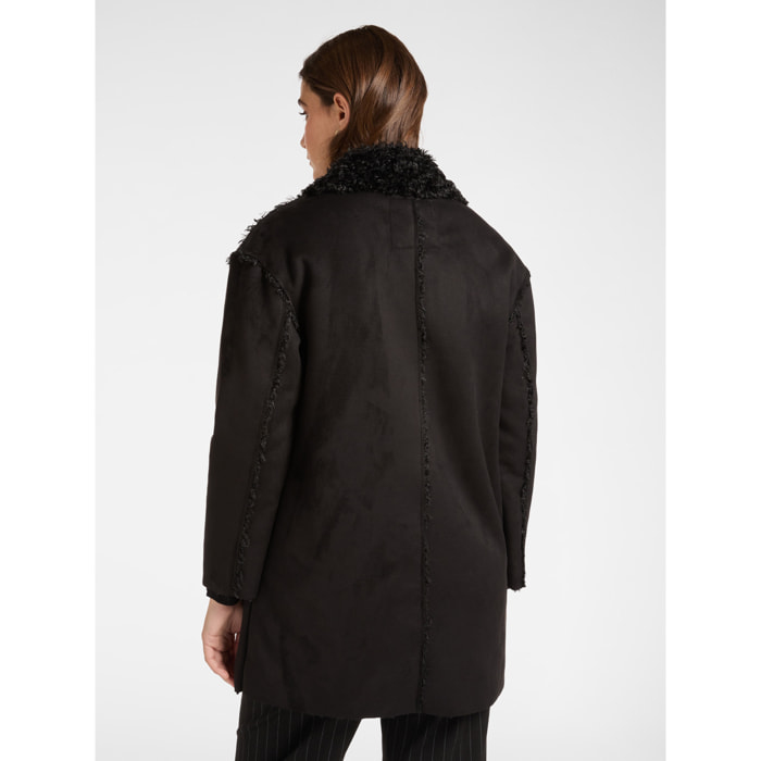 Elena Mirò - Cappotto in tessuto morbido con tasche - Nero