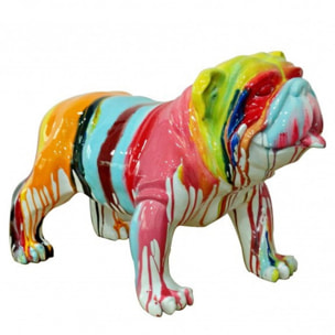 Statue chien bulldog multicolore H38cm - PILO