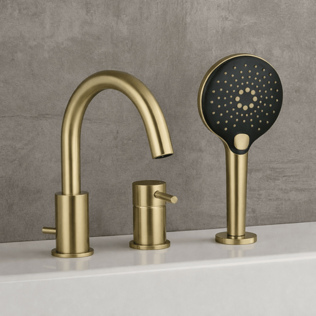 Mitigeur bain douche mécanique 3 trous + douchette 3 jets PAINI Ortence laiton brossé