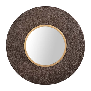 Espejo Metal Redondo Marron Dorado 65x8x65 Cm