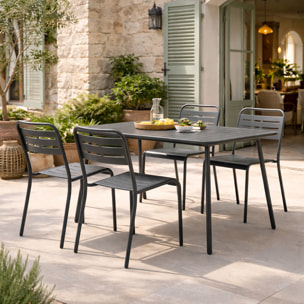 EVORA Ensemble table de jardin 120 cm et 4 chaises