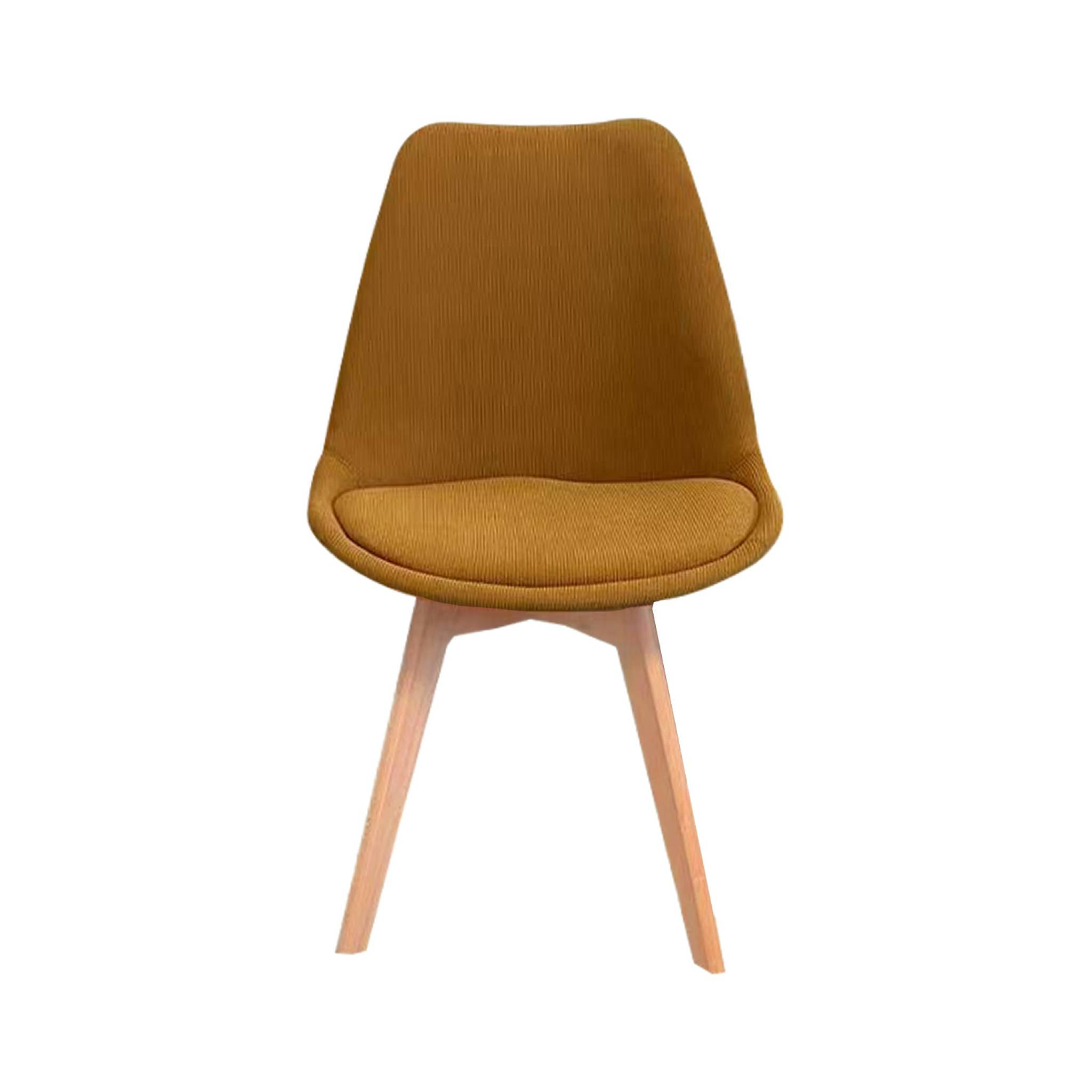 Lot de 4 chaises scandinaves revêtement velours côtelé ocre. pieds bois de hêtre - Nils