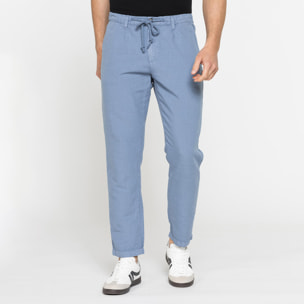 PANTALONE CHINO IN TESSUTO COTONE E LINO CON COULISSE