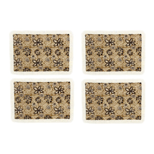 Lot de 4 sets de table en coton camel avec franges BARI