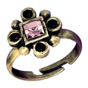 Conjunto de anillos mix cristal SW rosa-azul
