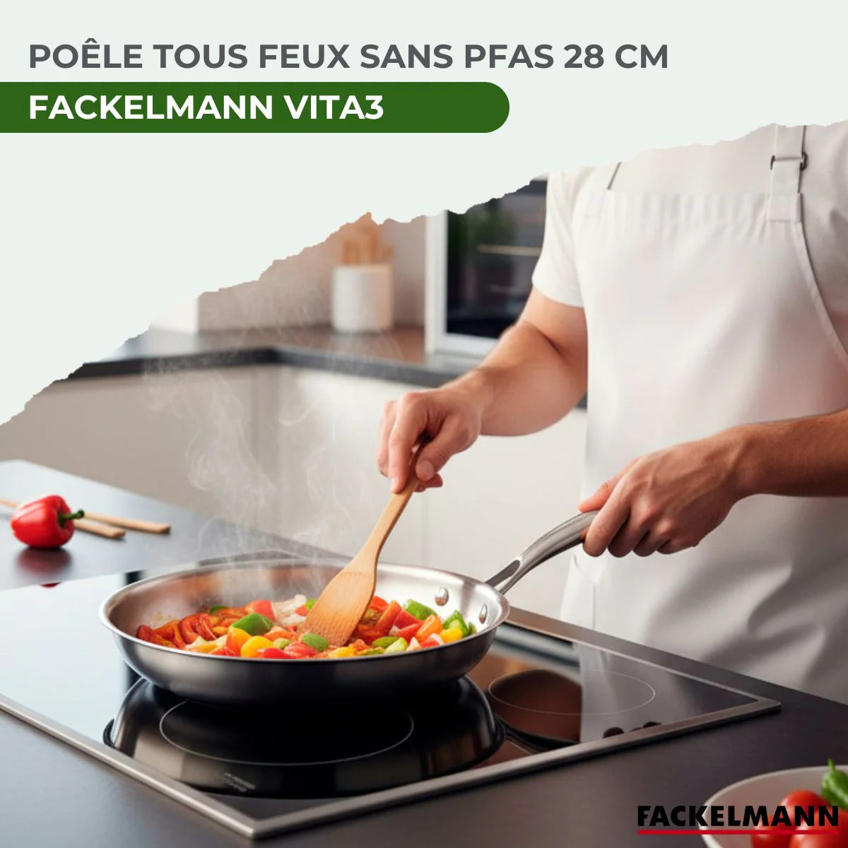 Poêle 28 cm en inox 18/10 Triply Fackelmann Vita3