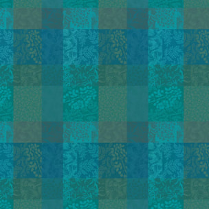 Nappe pur coton enduit motif jacquard vert Mille rameaux emeraude