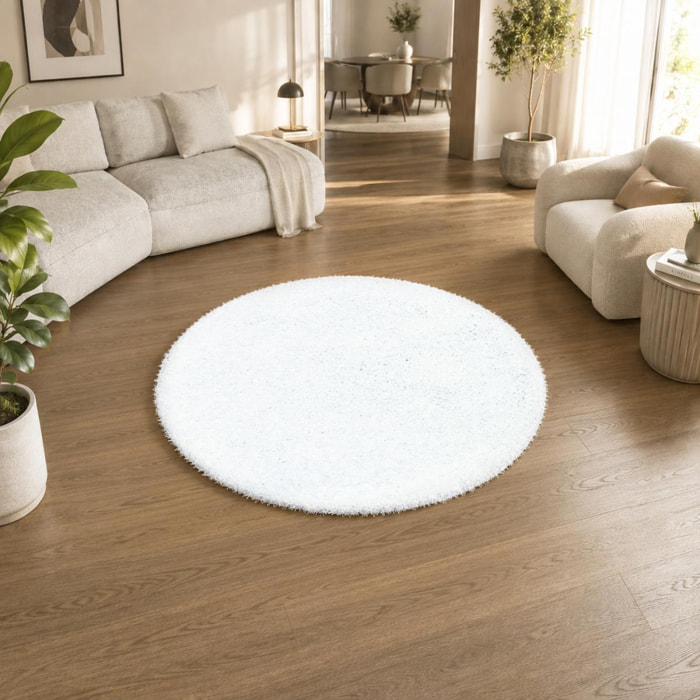 Tapis poils longs shaggy tissé motif uni RIBI