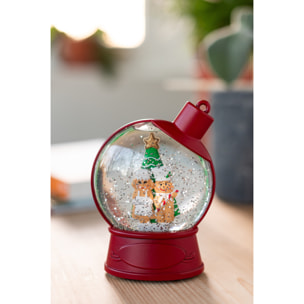 J-Line suspension Boule À Neige Bonhomme Pain D'épice + Père Noël - plastique - bordeaux - 2 pcs