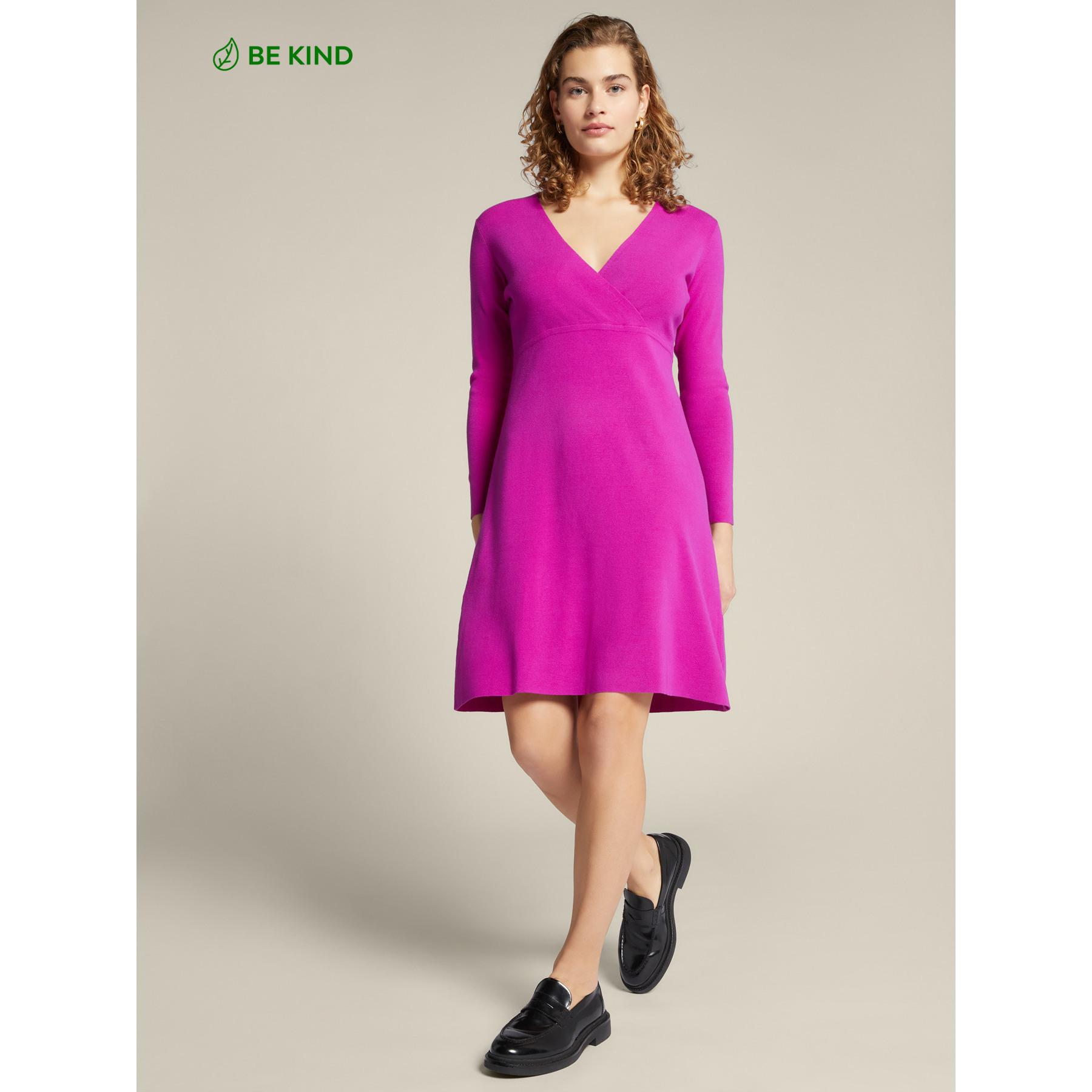 Elena Mirò - Vestido de viscosa ECOVERO™ con cruce delantero - Fuchsia