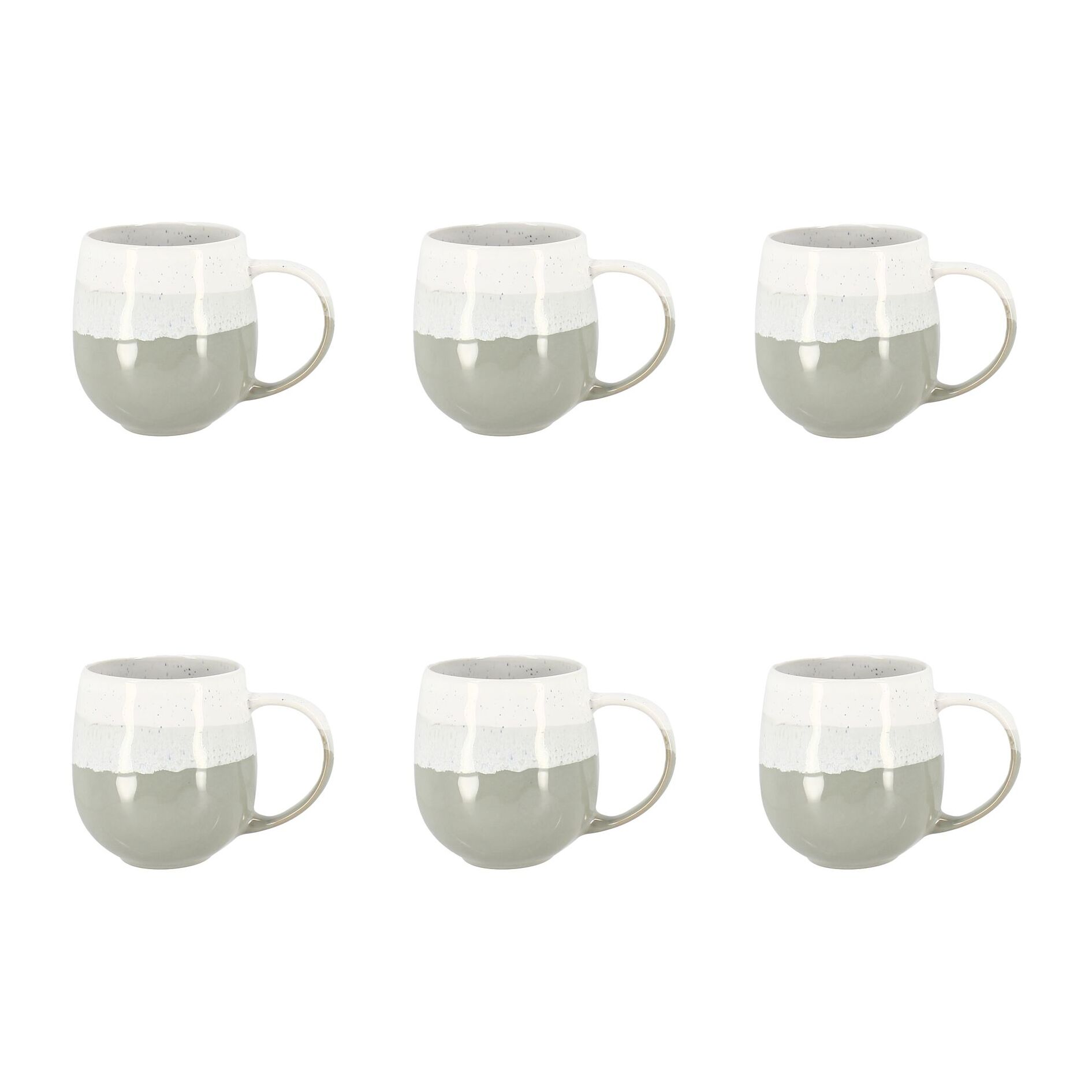 Lot de 6 mugs vert amande en grès 44cl RIGA