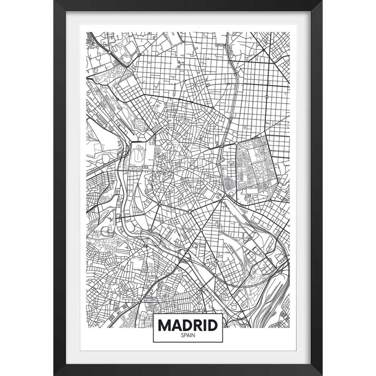 Affiche graphique madrid spain Affiche sous cadre noir