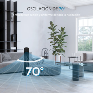 Ventilador de Torre 45W Ventilador Vertical Silencioso con 3 Velocidades Oscilación 70° para Salón Dormitorio Oficina Ø27x75 cm Negro