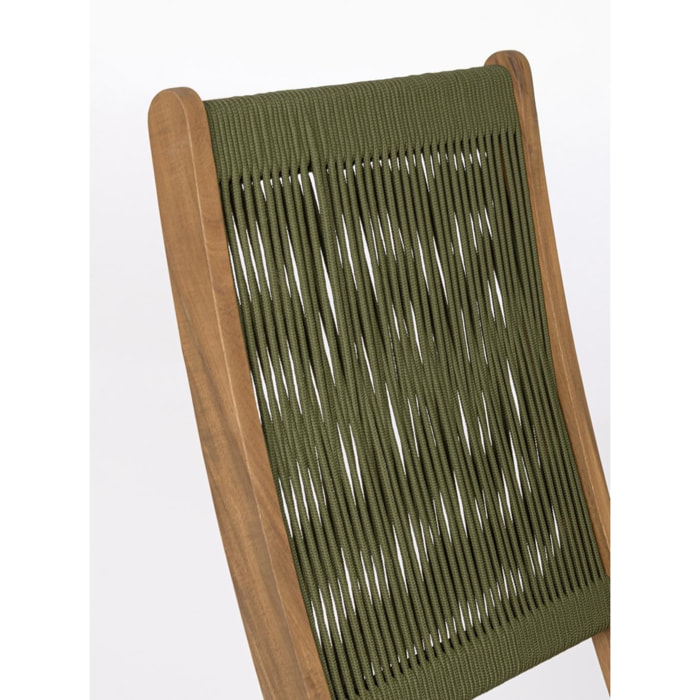 Set di sedie pieghevoli MONSARAZ in legno di acacia e corda verde oliva