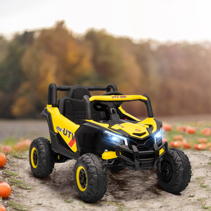 Buggy électrique enfant UTV 12V 7Km/h max. télécommande port USB nombreux effets jaune noir