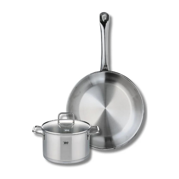 Ensemble de 1 Poêle de cuisson 28 cm et 1 faitout 16 cm Elo Profi Citrin