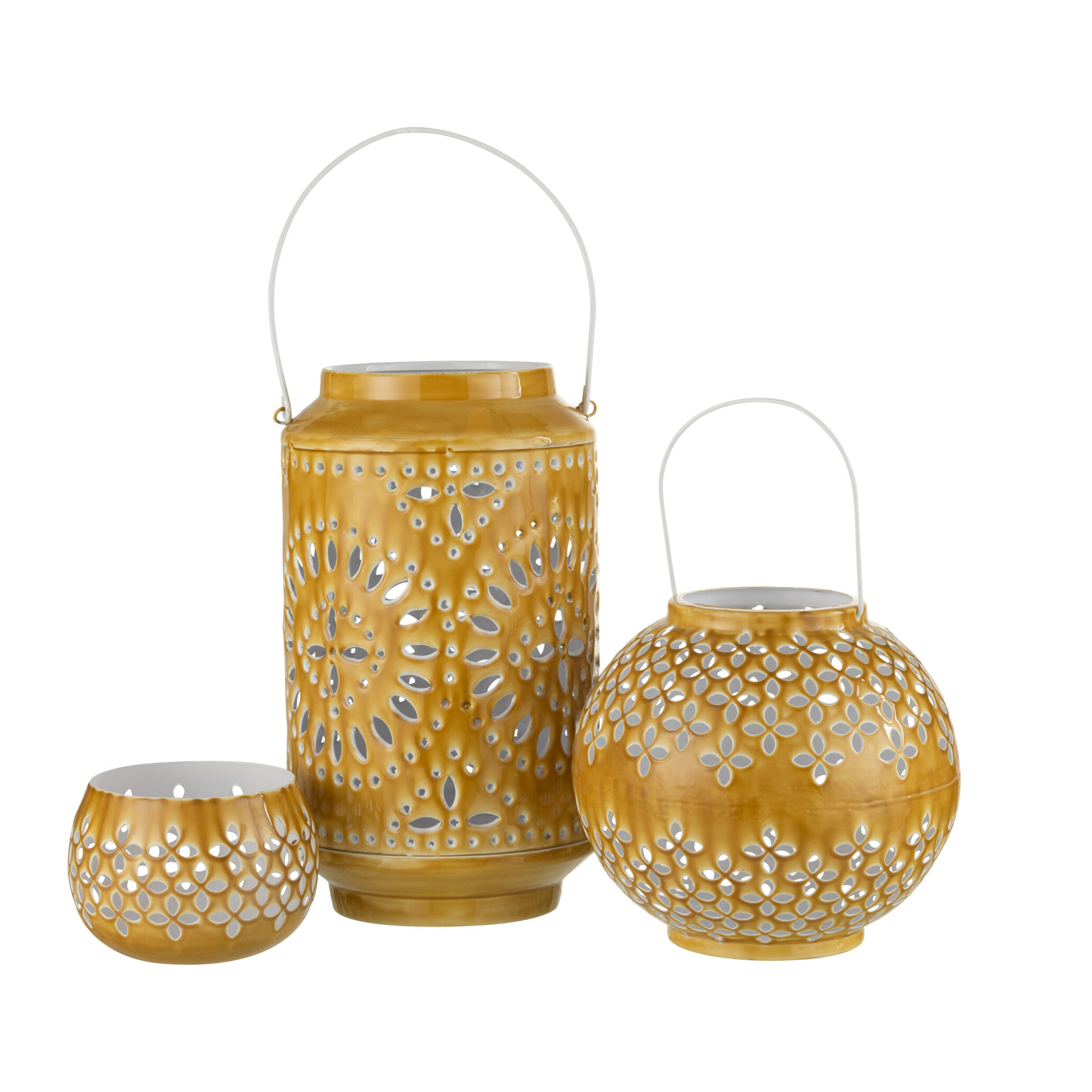 J-Line lanterne Haute Perforé - fer - ocre