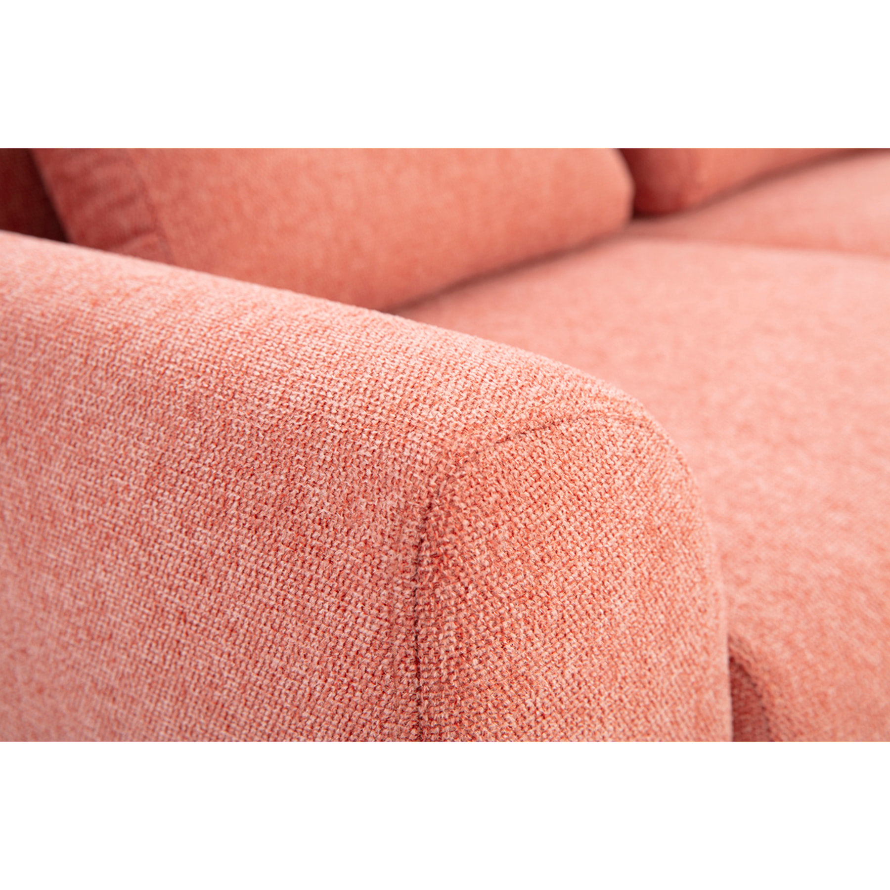 Canapé scandinave 2 places en tissu effet velours texturé terracotta et bois clair EKTOR