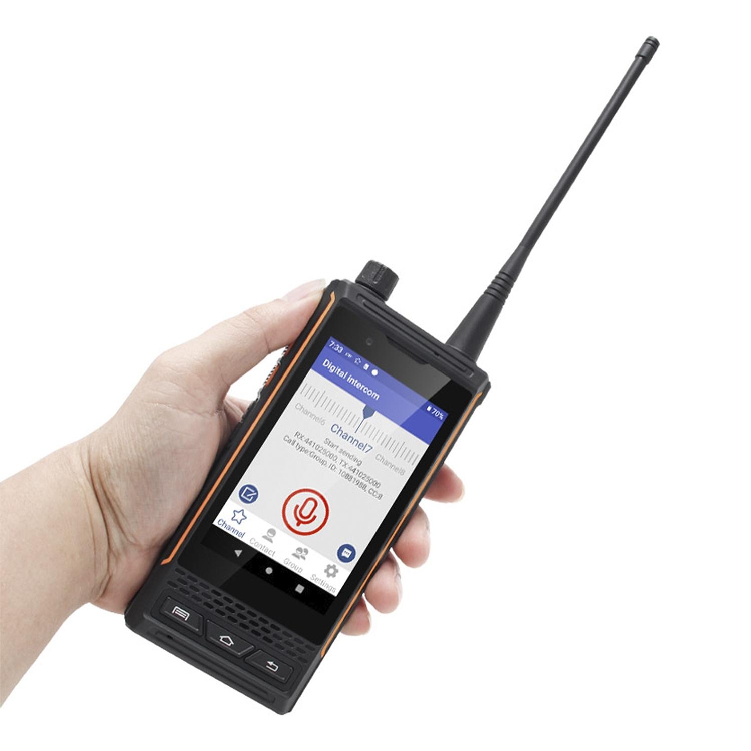 DAM Smartphone / Radio Walkie Talkie Rugerizado P4 4G, Android 9.0 , 4GB RAM + 64GB. Pantalla 4''. 13mpx + 8mpx. GPS. IP68. UHF / VHF. 7,1x2,5x14,8 Cm. Color: Negro