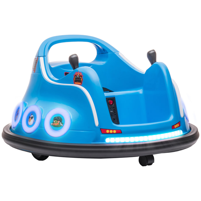 Coche de Parachoques Eléctrico para Niños Coche de Choque con Licencia de Angry Birds Batería 12 V Mando a Distancia Joystick Rotación de 360° Coche Eléctrico con Luces LED Música Azul