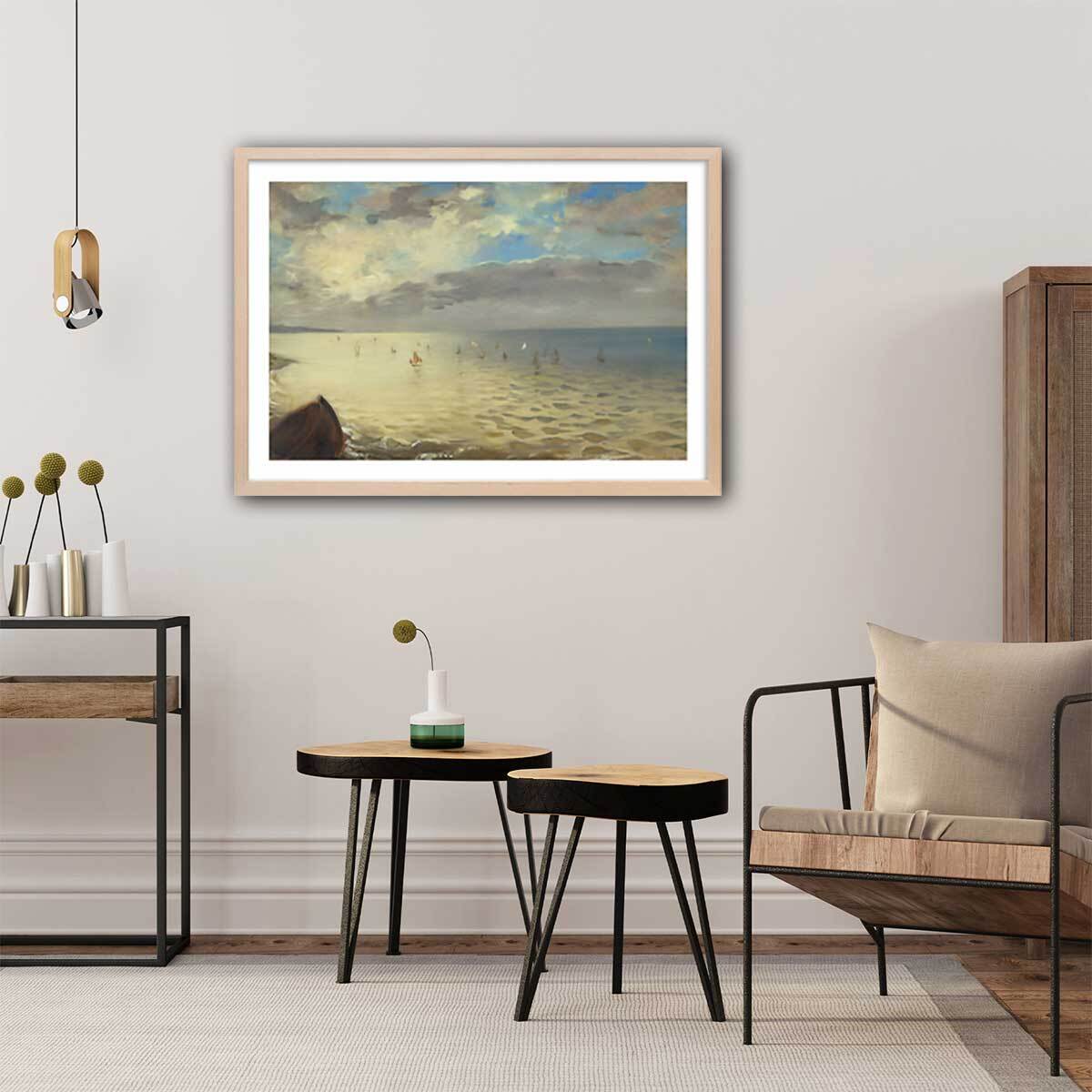 Poster La mer à Dieppe - Eugene Delacroix Affiche + cadre en bois - Chêne