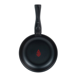 Set de 4 Sartenes Heat Dot Ø22Ø24Ø26Ø28cm en Aluminio prensado Negro + 2 Mangos extraíbles Click&Cook Bergner