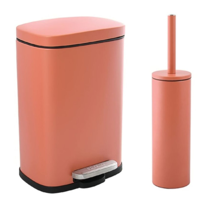 Set Poubelle à  pédale 5L & Brosse Wc AKIRA Terracotta mat Spirella