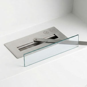 Venere - Camino a Bioetanolo da Pavimento 60x72x30 cm con Bruciatore 1 Litro e Piedi in Legno di Pino Bianco