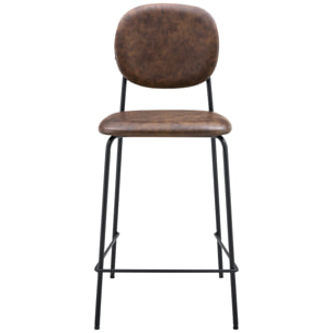 Lot de 2 tabourets de bar en simili marron EDMOND