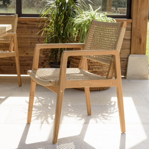 VALERIA - Lot de 2 fauteuils jardin teck naturel rotin synthétique beige