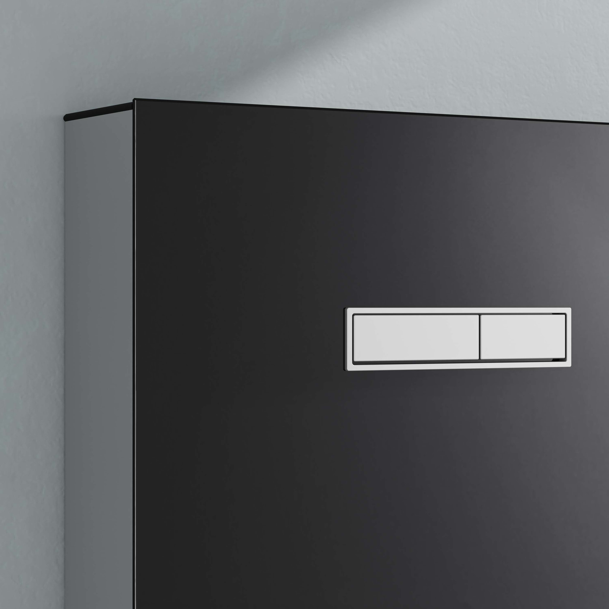 Pack WC Bâti support en verre trempé/aluminium brossé avec plaque intégrée, Noir + WC sans bride SAT, fonction bidet