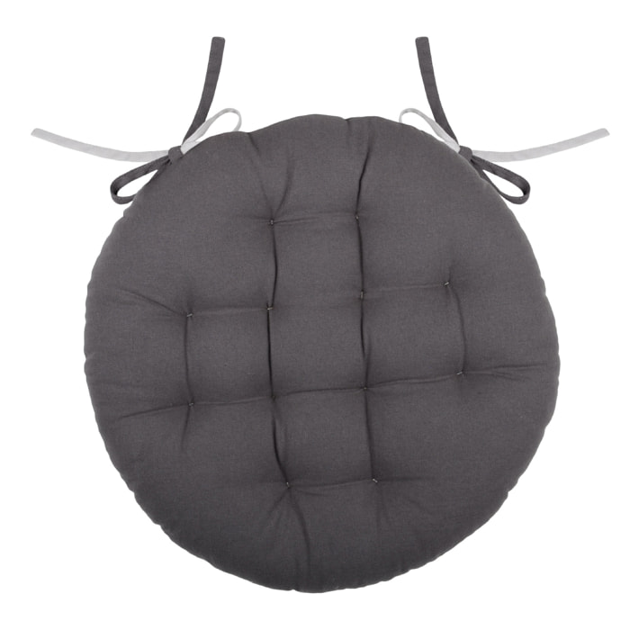 Galette de chaise ronde et bicolore - Gris Perle
