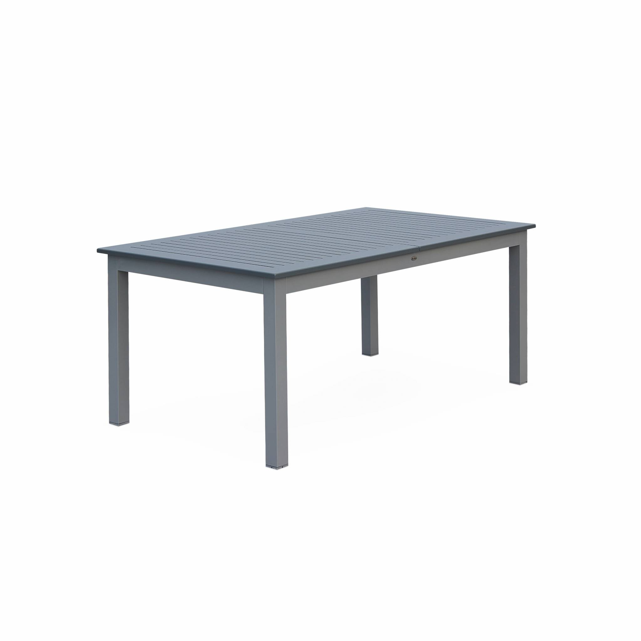 Table extensible - Chicago Anthracite - Table en aluminium 175/245cm avec rallonge. 8 places